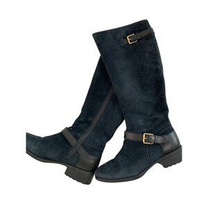 Cole Haan Waterproof Marla Knee-High Tall Boots Size 7B Black Suede EUC 8772